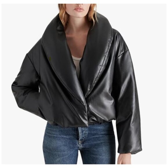 Steve Madden Jackets & Blazers - Steve Madden Evy Vegan Leather Puffer Jacket XS | Glossy Black | NWT